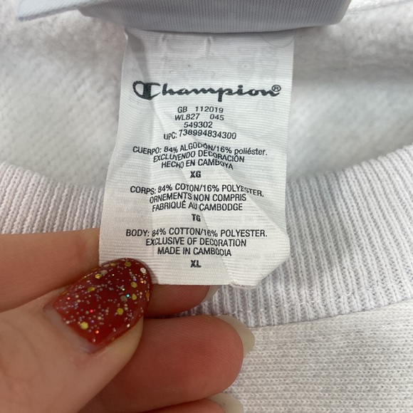 Champion Cropped Sweatshirt White Size Extra Large XL - Picture 9 of 16